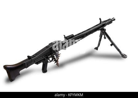 Deutschland Im ww 2. Eines der besten Licht Maschinengewehr der ww2-german Mg-42. Pfad auf weißem Hintergrund. Stockfoto