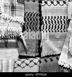 die Textur der Baumwolle traditionellen symbolischen arabischen Schal wie Hintergrund abstrakt Stockfoto