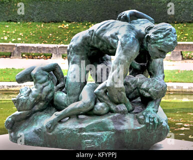 UGOLINO UND SEINE KINDER, 1881, Bronze François Auguste René Rodin 1840 - 1917 (wie Auguste Rodin bekannt) war ein französischer Bildhauer, Paris Frankreich Französisch. (Rodins originellsten Arbeiten wich von traditionellen Themen des Mythos und Allegorie, modelliert der menschliche Körper mit Realismus, gefeiert und individuellen Charakter und Körperlichkeit.) Stockfoto