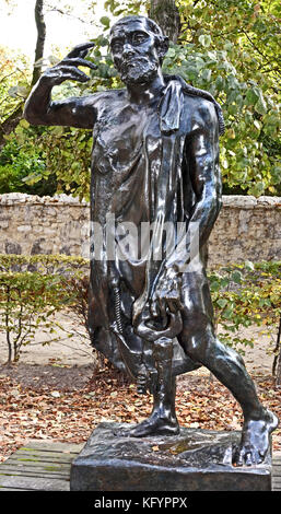 JAQUES DE WISSANT MONUMENTALE BRONZE 1886 DENKMAL FÜR DIE BÜRGER VON CALAIS François Auguste René Rodin 1840 - 1917 (wie Auguste Rodin bekannt) war ein französischer Bildhauer, Paris Frankreich Französisch. (Rodins originellsten Arbeiten wich von traditionellen Themen des Mythos und Allegorie, modelliert der menschliche Körper mit Realismus, gefeiert und individuellen Charakter und Körperlichkeit.) Stockfoto