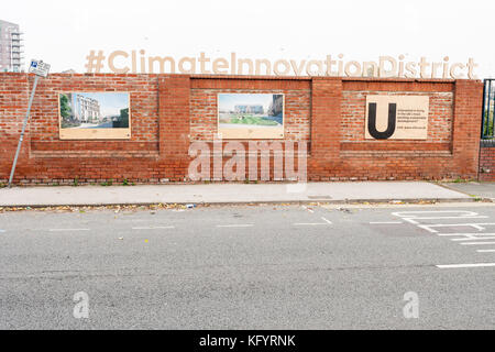 Ein Blick auf die Entwicklung auf Clarence Road im Osten Leeds, England. Stockfoto