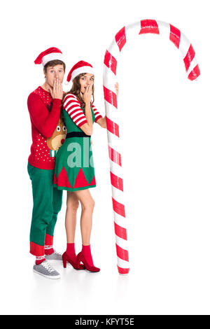 Paar mit Weihnachten dekorative Lollipop Stockfoto