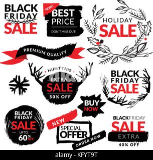 Der flache moderne und Hand gezeichnet design Verkauf Aufkleber. Sammlung von Vektorgrafiken für Online Shopping, Werbeveranstaltungen, website Abzeichen, ein Stock Vektor