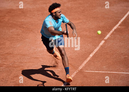 Lyon (Frankreich), auf 2016/05/26: Professional tennis player Jo-Wildfried Tsonga gewann das Halbfinale der ATP World Tour 250 tourname Stockfoto