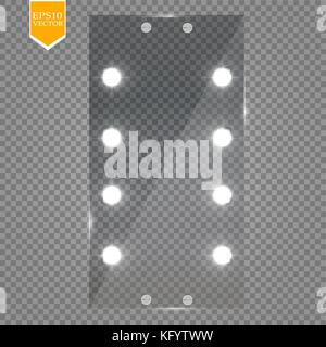 Make-up-Spiegel mit Beleuchtung isoliert. Vector Illustration.eps 10. Stock Vektor