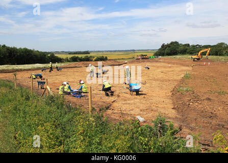 Archäologie Ausgrabungen im Sommer 2017 Bawdsey, Suffolk, England, UK vor Ort für Scottish Power Windpark onshore Kabel vorbereitet Stockfoto