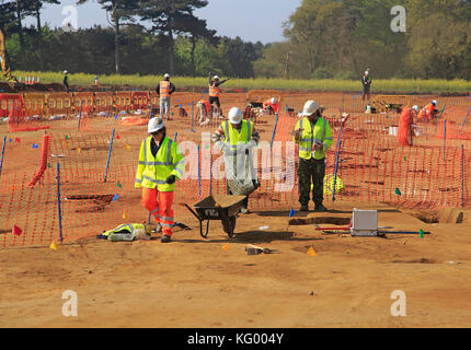 Archäologie Ausgrabungen im Sommer 2017 Bawdsey, Suffolk, England, UK vor Ort für Scottish Power Windpark onshore Kabel vorbereitet Stockfoto