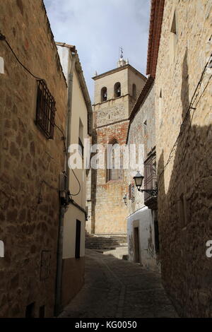 Iglesia de Santa Maria Kirche, in der historischen, mittelalterlichen Altstadt von Trujillo, in der Provinz Caceres, Extremadura, Spanien Stockfoto