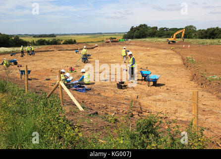 Archäologie Ausgrabungen im Sommer 2017 Bawdsey, Suffolk, England, UK vor Ort für Scottish Power Windpark onshore Kabel vorbereitet Stockfoto