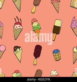 Nahtlose Muster mit Eiscreme. Vector Illustration Stock Vektor