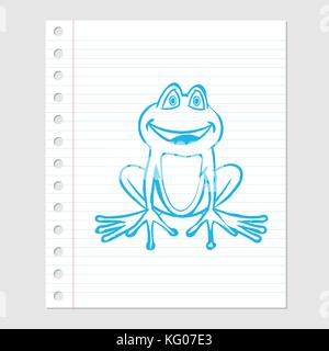 Abbildung: Frog Cartoon auf Papier Blatt mit Linien, Marge und Bohrungen - Vector Illustration Stock Vektor