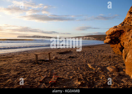 Schönen Sonnenuntergang auf der Jurassic Coast in Isle of Wight Stockfoto