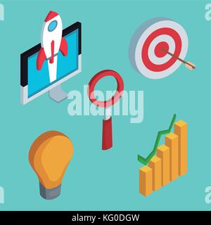 Isometrische business Icons Stock Vektor