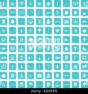 100 gut person Icons Set grunge Blau Stock Vektor