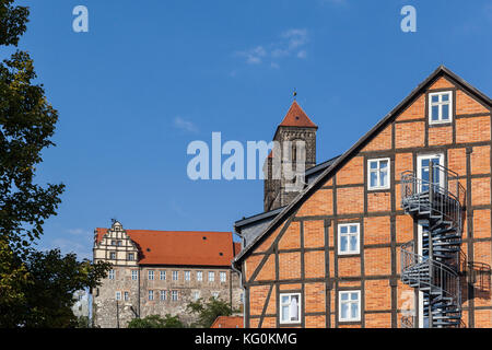 Blick in das Quedlinburger Schloss Stockfoto