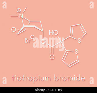 Tiotropium Methylbromid chronisch obstruktive Lungenerkrankung (COPD) Droge Molekül. Skelettmuskulatur Formel. Stockfoto