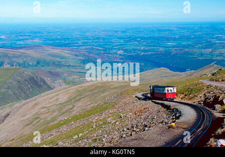 Zahnrad Zug. Mt. Snowdon, Wales Stockfoto