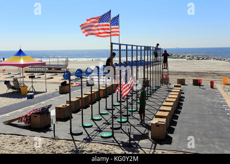 Amerikanische Fahnen Long Beach Long Island New York Stockfoto