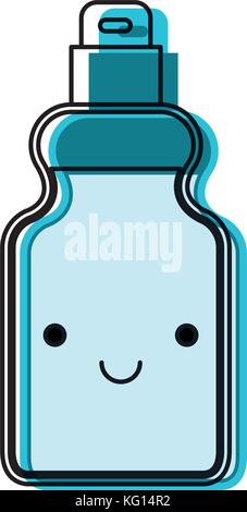 Kawaii Reinigungsmittel Flasche in farbenfrohen Aquarell Silhouette Stock Vektor