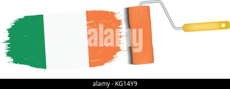Pinselstrich mit Irland Nationalflagge auf weißem Hintergrund isoliert. Vector Illustration. Stock Vektor