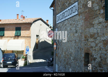 San Quirico d'Orcia, Siena, Toskana, Italien Stockfoto