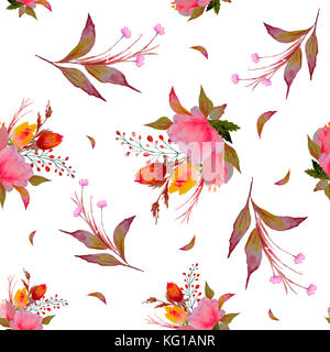 Aquarell nahtlose Muster von Sommerblumen. Stockfoto