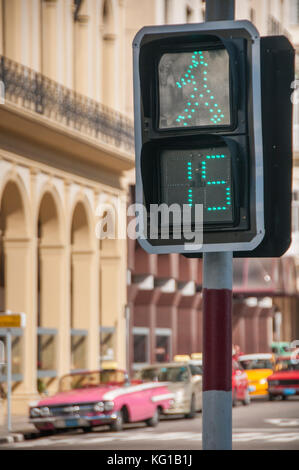 Kubanische Fußgängerüberweg Timeout Zeichen, Havanna, Kuba Stockfoto