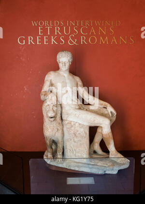 Römische Statue von Dionysos und Löwe, Universität von Pennsylvania Museum für Archäologie und Anthropologie, Philadelphia, Pennsylvania, USA Stockfoto