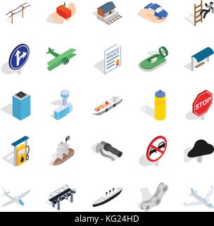 Über set Symbole, isometrische Stil durchführen Stock Vektor
