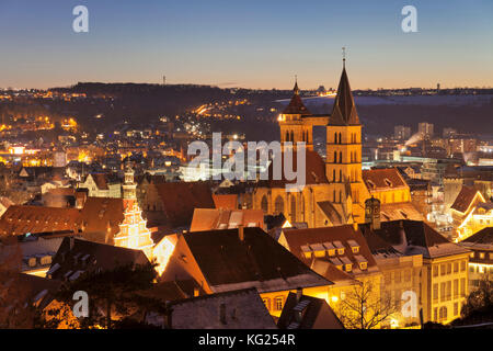 Altstadt von Esslingen mit St. Dionys Kirche und Rathaus, Esslingen, Baden-Württemberg, Deutschland, Europa Stockfoto