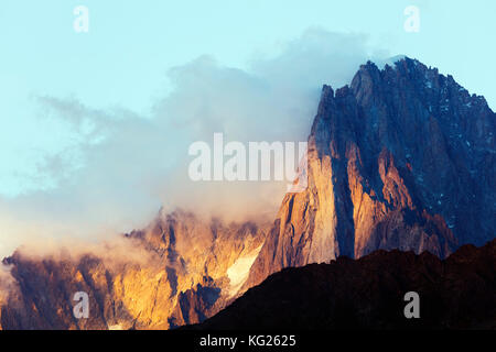 Les drus und Aiguille Verte, 4122 m, Chamonix, Rhône-Alpes, Haute Savoie, Frankreich, Europa Stockfoto