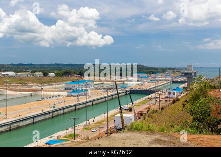 Die neue Erweiterung des Panamakanals auf der Atlantikseite bei Colon, Panama, Zentralamerika Stockfoto