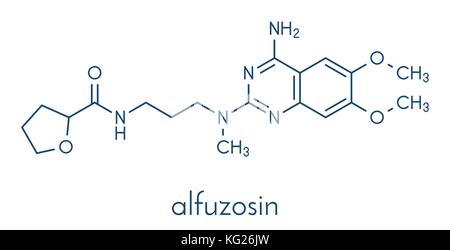 Alfuzosin benigne Prostatahyperplasie (BPH) Droge Molekül. Skelettmuskulatur Formel. Stock Vektor