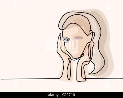 Vektor durchgehende Linie. Schönheit. Abstrakte Porträt einer Frau, die in Pastelltönen weich Farbe. Vector Illustration. Stock Vektor