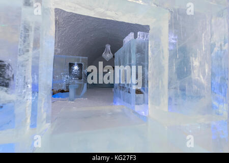 Skulpturen aus Eis in die Innenräume der Ice Hotel, jukkasjärvi, Kiruna, Norrbottens Län, Lappland, Schweden, Skandinavien, Europa Stockfoto