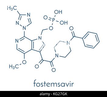 Fostemsavir hiv Virus Droge Molekül. Skelettmuskulatur Formel. Stock Vektor