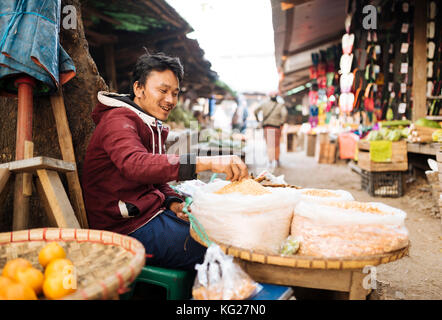 Hsipaw Morgen Markt, hsipaw, Shan Staat, Myanmar (Birma), Asien Stockfoto