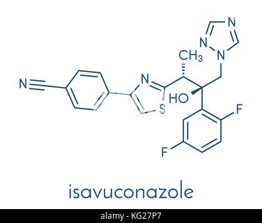 Isavuconazonium sulfat Triazol Antimykotikum. Prodrug von Isavuconazol. Skelettmuskulatur Formel. Stock Vektor