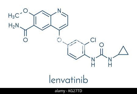 Lenvatinib Krebsmedikament Molekül (Multi-Kinase-Hemmer). Skelettmuskulatur Formel. Stock Vektor