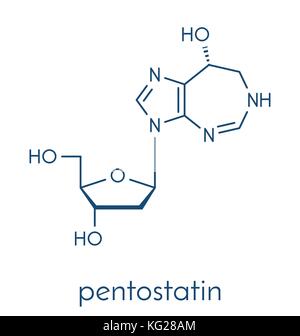 Pentostatin Krebsmedikament Molekül. Skelettmuskulatur Formel. Stock Vektor