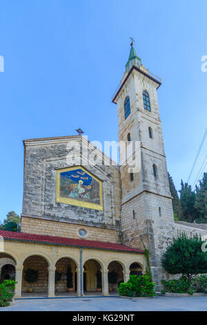Die Kirche der Heimsuchung, im alten Dorf Ein Karem, in Jerusalem, Israel Stockfoto