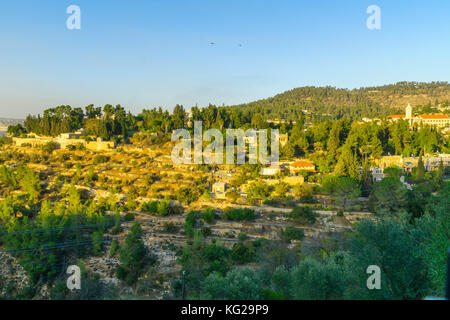 Landschaft von Terrassen, mit der Geburt des hl. Johannes des Täufers (St John in den Bergen), im alten Dorf Ein Karem, in jerusale Stockfoto