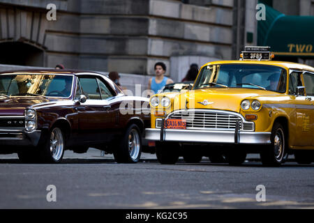 New York 1980 s yellow Checker Taxi Stockfoto