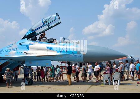 Sukhoi SU-27 flanker, ukrainische Luftwaffe, in Bukarest International Air Show (Bias) 2016, Bukarest, Rumänien Stockfoto