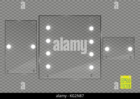 Make-up-Spiegel mit Beleuchtung isoliert. Vector Illustration.eps 10. Stock Vektor