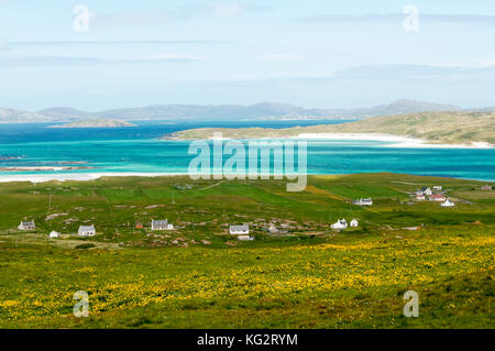 Blick von Norden der Insel Barra auf den Äußeren Hebriden in Richtung Eriskay. Stockfoto