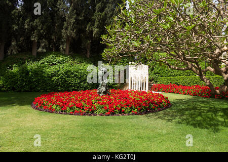 Bahai-gärten in Haifa und Templer Ruinen in Akko, Israel Stockfoto