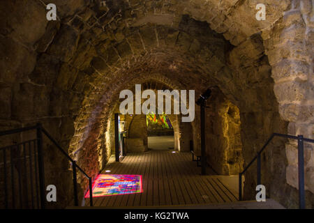 Bahai-gärten in Haifa und Templer Ruinen in Akko, Israel Stockfoto