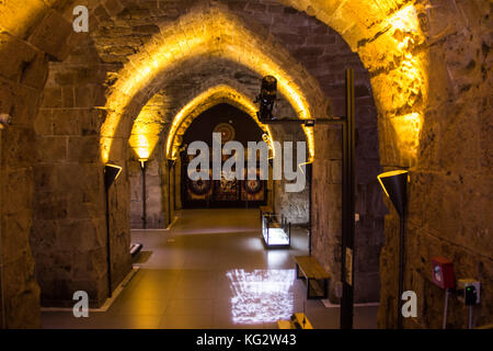 Bahai-gärten in Haifa und Templer Ruinen in Akko, Israel Stockfoto