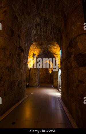 Bahai-gärten in Haifa und Templer Ruinen in Akko, Israel Stockfoto